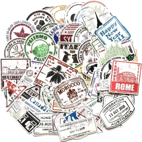 Retro travel-themed suitcase stickers (10/30/50 PCS) - Image 5