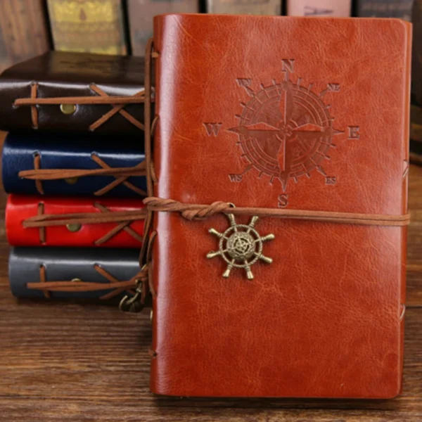 Vintage PU Leather Spiral Notebook – Pirate Anchor Diary & Traveler's Journal - Image 2