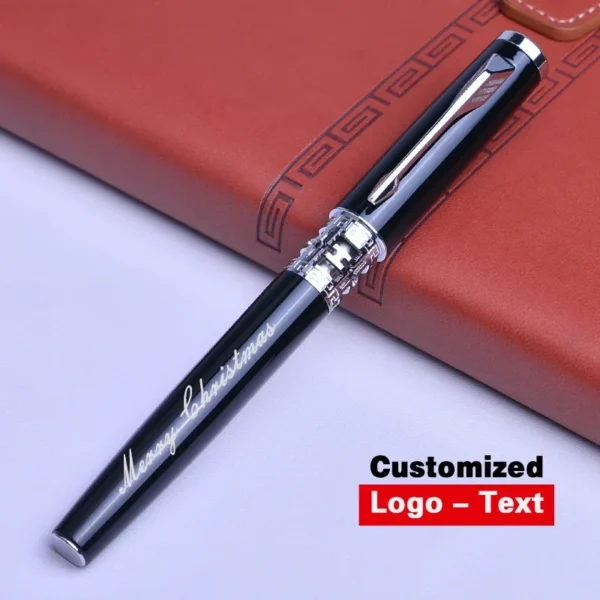 Luxury Metal Pen Set – Black Ballpoint & Roller Pen, Custom Logo Gift - Image 2