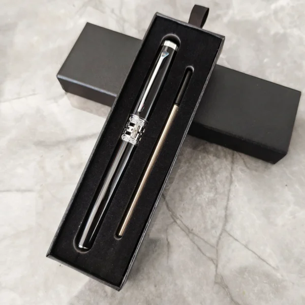 Luxury Metal Pen Set – Black Ballpoint & Roller Pen, Custom Logo Gift