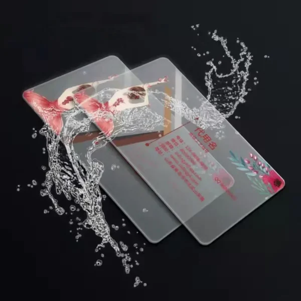 Custom Transparent PVC Business Cards – Waterproof, Round Corners, White Ink - Image 4