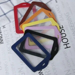 Colorful PU Leather Luggage Tag Holders Transparent Window ID Label Protector for Travel Suitcase Baggage Identification Tags
