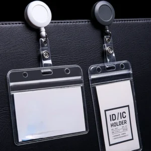 1PC Credit Visit Bus Credit Card Case Retractable Badge Holders with Reel Clip Porte Bus Pass Case Cover Transparent
