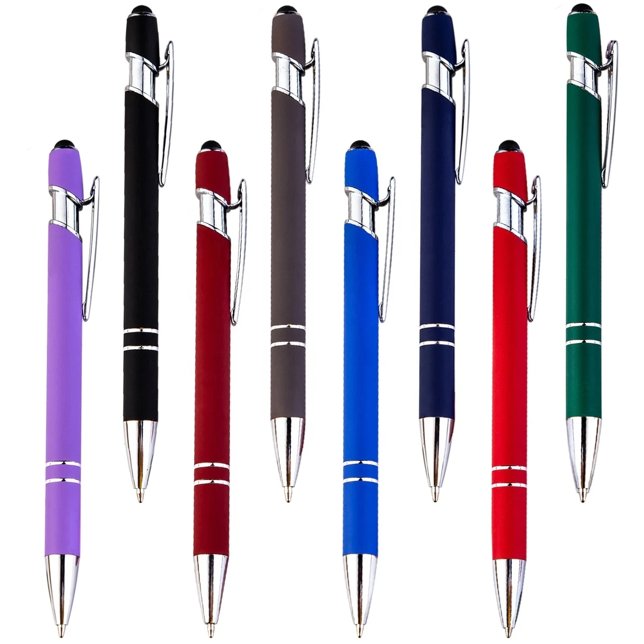 Metal Business Ballpoint 2 In 1 With Universal Touch Screen Stylus Pen School Office Supplies Free Customized Logo