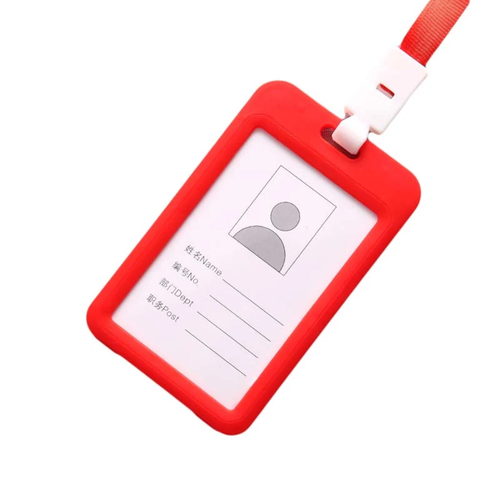Portable Work Card Cover Double Sided Transparent Employee ID Card Holder Name Tags with Lanyard - Image 6