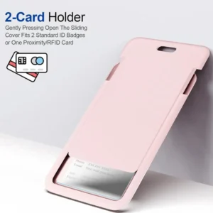 ID Card Holder Slide Cover Transparent Window Id Card Holder with Slide Cover Hanging Hole for Students Nurses Card Protector