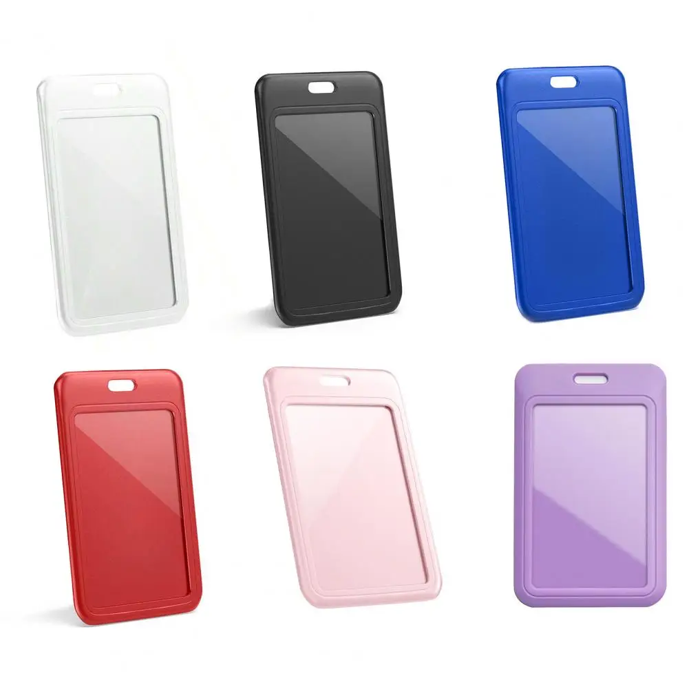 ID Card Holder Slide Cover Transparent Window Id Card Holder with Slide Cover Hanging Hole for Students Nurses Card Protector - Image 4