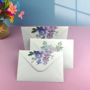 10 piece set of Purple Wisteria and Peony patterned envelopes, multi-purpose, used for invitation letters and mailing cards